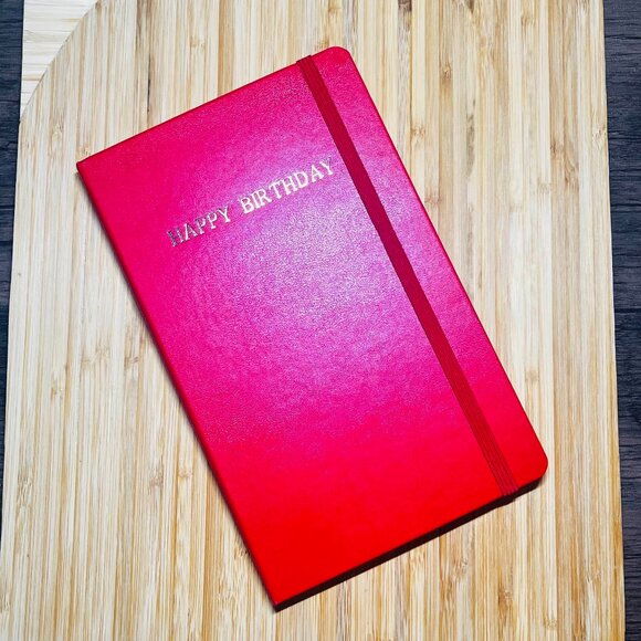 NEW Moleskine Gold Embossed Happy Birthday Dotted Red Hardcover Notebook Large - Picture 1 of 3